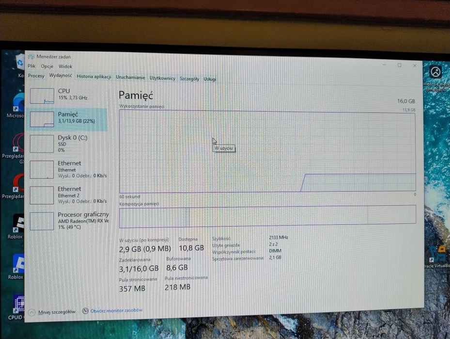 Komputer HP 285 G3 MT ryzen 5 2400g 16gb ram