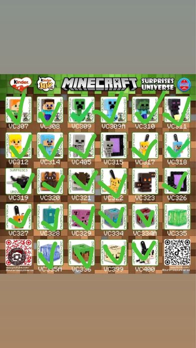 Повторки игрушек Minecraft Kinder