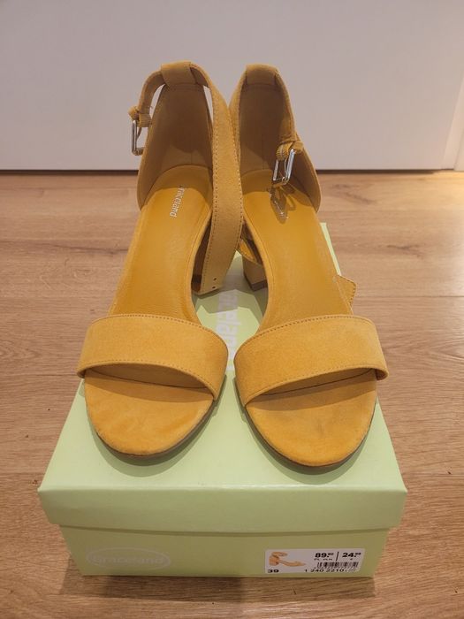 Buty sandały na obsacie wesele żółte 39 nowe deichman