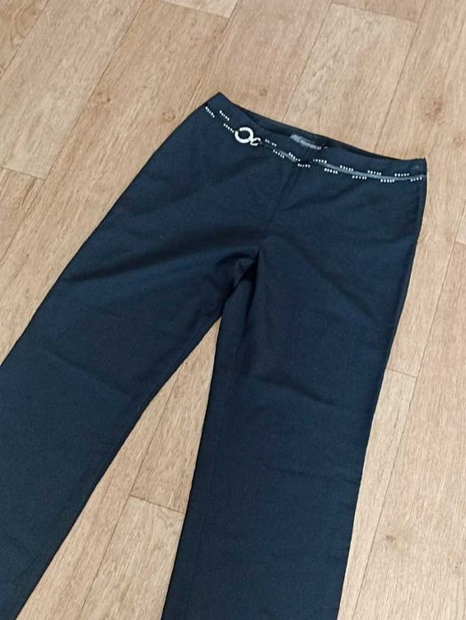 Летние женские брюки легкие средняя посадка черные 48