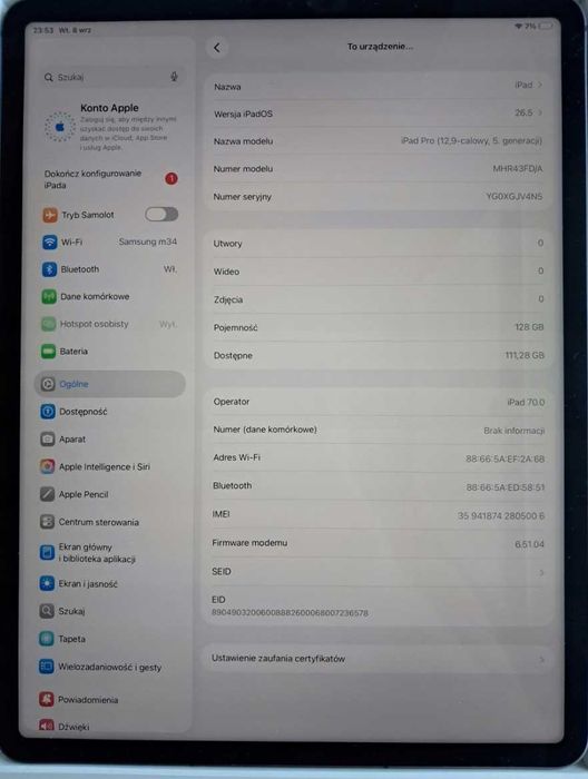 Tablet Apple iPad Pro STAN IDEALNY! GWARANCJA! 12,9" 5th Gen 8 GB / 128 GB szary