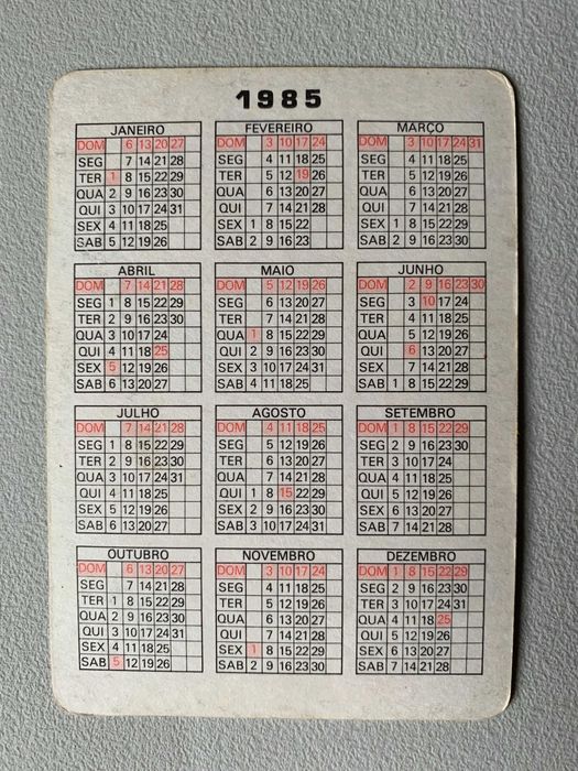 Calendários de 1985 - Notas Portuguesas (preço unitário)