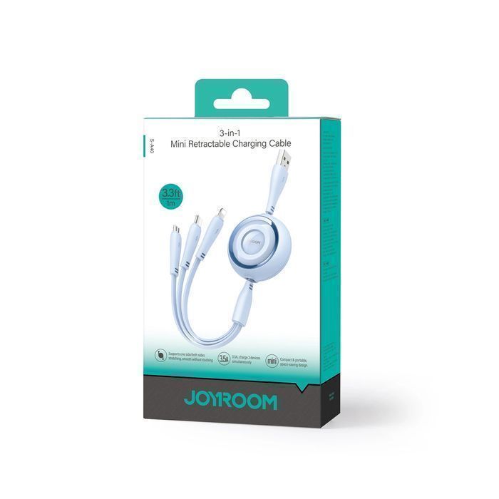 Kabel zwijany 3w1 Joyroom USB-A do USB-C / Lightning / microUSB 1m