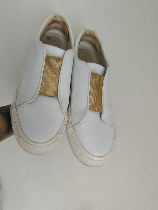 Damskie buty Ralph Lauren sneakersy na lekkiej platformie białe