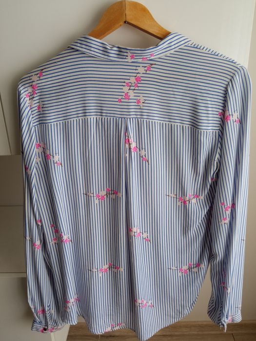 koszula biała w cienkke niebieskie paski