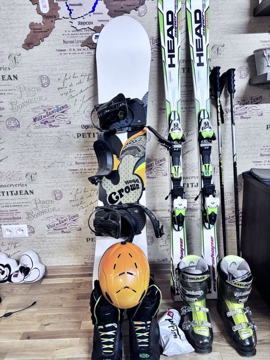 HEAD Комплект: лижі ,сноуборд, шлем ,ботинки,
