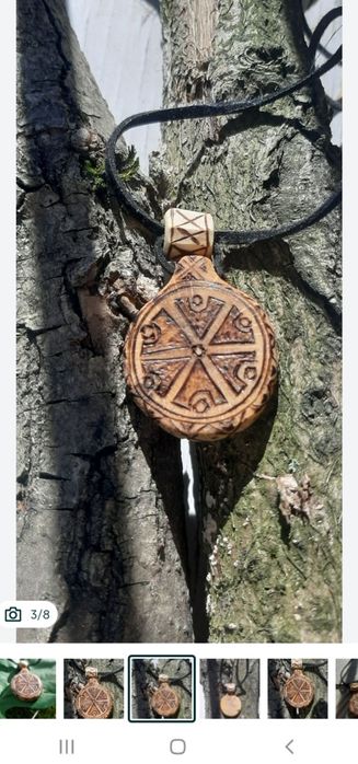 Perun amulet talizman słowiański drewniany dębowy wisiorek naszyjnik