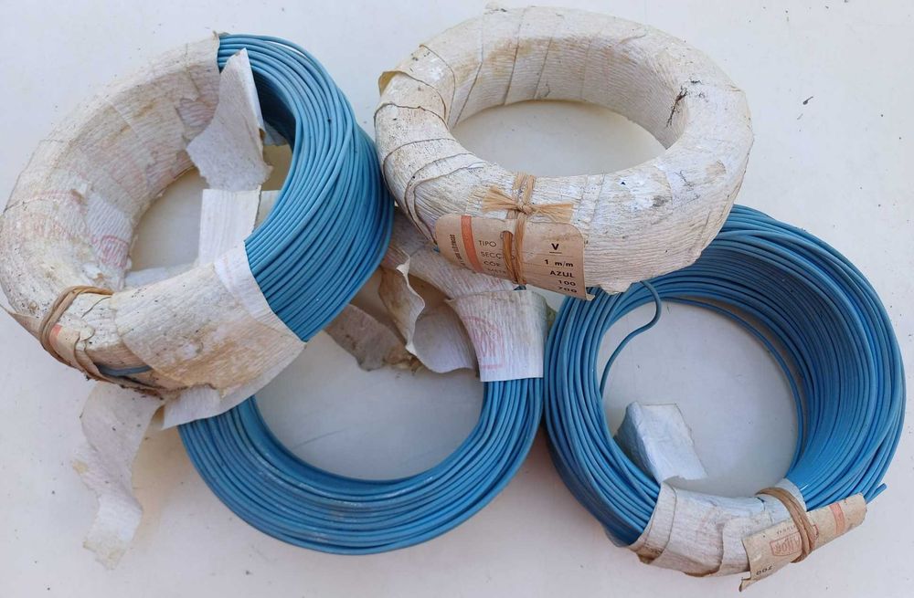 Fio de cobre revestido, tipo V, azul de 1,0m2