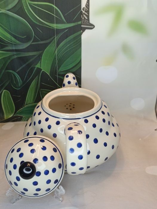 Czajnik imbryk ceramiczny Bolesławiec duży sitko 2L. Z.C. Bolesławiec