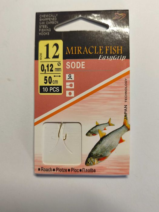 Gotowe haczyki wiązane z przyponem Miracle Fish SODE r. 12 (10 szt.) – Nowe!