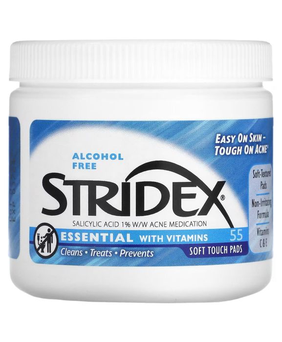 Stridex, Серветки, що очищають, без спирту, 55 м'яких серветок