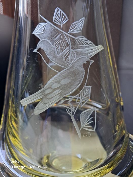 Wazon szklany Miroslav Klinger  Żelezny Brod sygnowany la