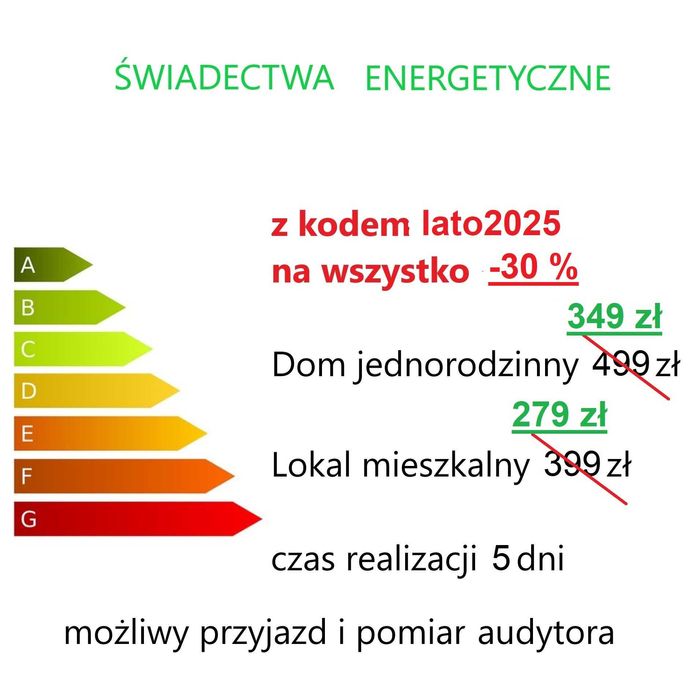 Świadectwo charakterystyki energetycznej budynku, dom brutto 349 zł