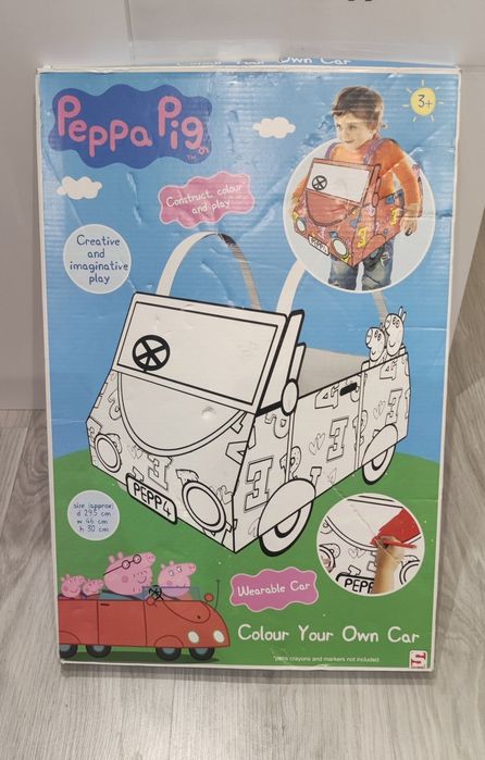 Świnka Peppa DIY duży kartonowy pojazd do malowania domek