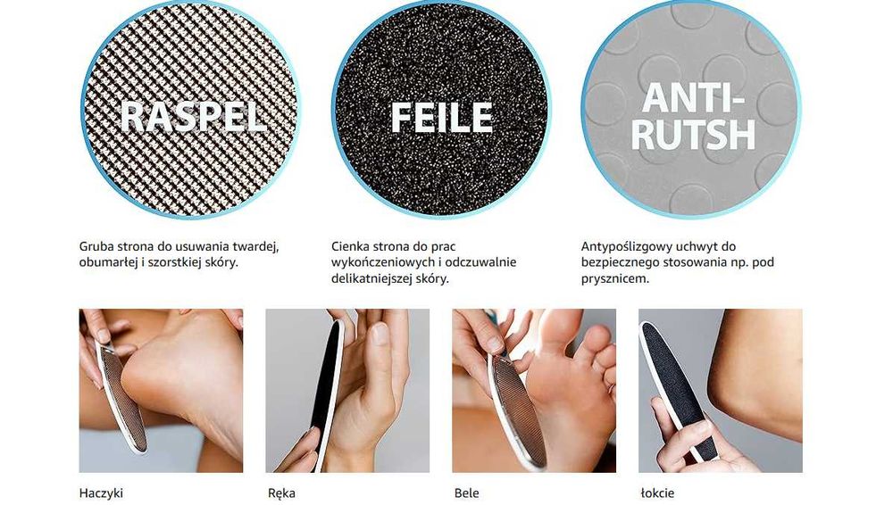 Tarka pilnik do pięt do zrogowaciałego naskórka 2 w 1
