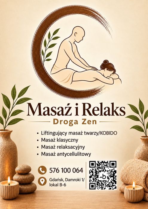 Masaż/Klasyczny/Relaksacyjny/Atycellulitowy/Kobido