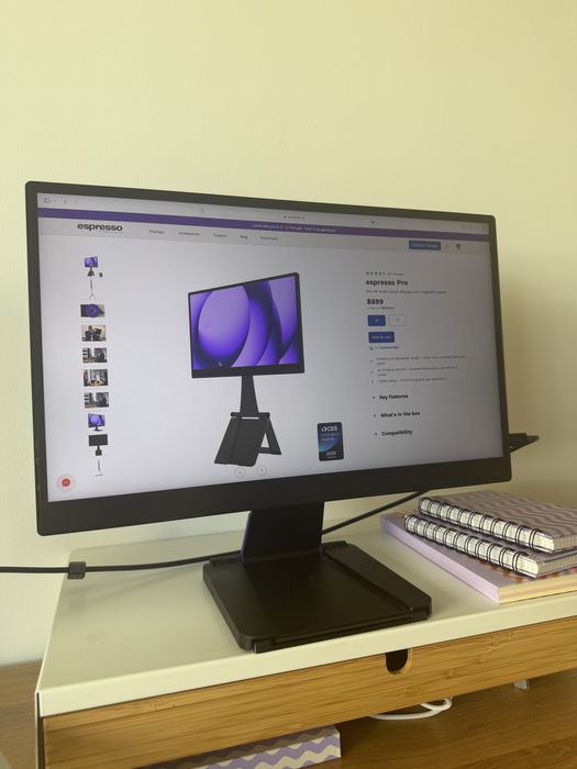 monitor wireless sem fios portátil 17" espresso pro 4K + folio + pen , multitouch touch