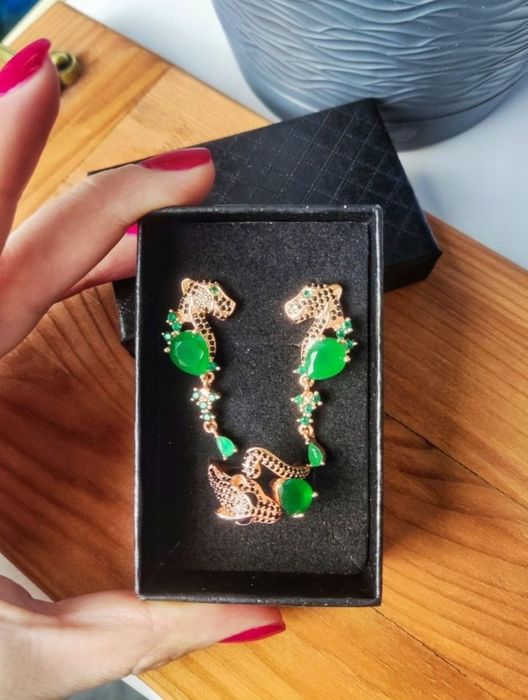 Серьги кольцо набор сережки каблучка леопард