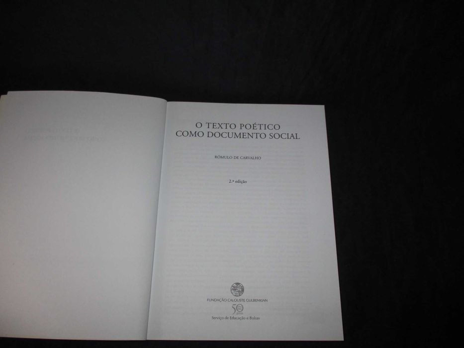 Livro O Texto poético como documento social Rómulo de Carvalho