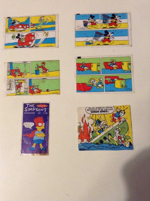 Вкладыши от жвачки (жвачек) Donald,The Simpsons (Kent) Tipi Tip (Kent)