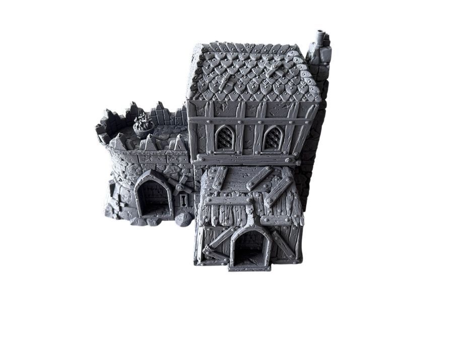 Duży dom gościnny z tarasem, druk 3d do gier bitewnych