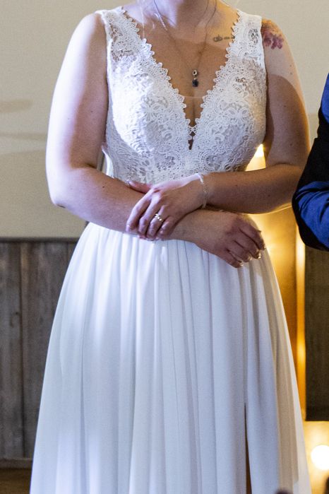 Suknia ślubna 36-40 Biały odcień Śmietanka