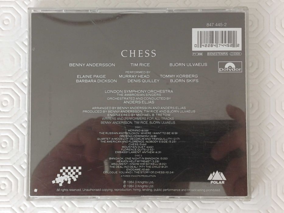 CD duplo CHESS de Benny Andersson, Tim Rice e Björn Ulvaeus