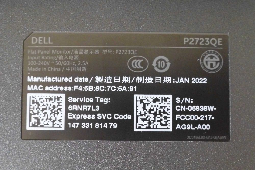 Монітор Dell P2723QE-4K (3840 x 2160)   IPS-матриця,    HDMI 2.0    DP 1.4  USB-C (90W), USB 3.2