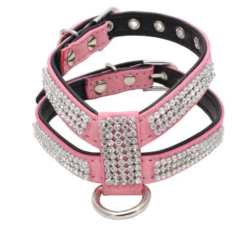 Peitoral para cão porte pequeno médio com brilhantes