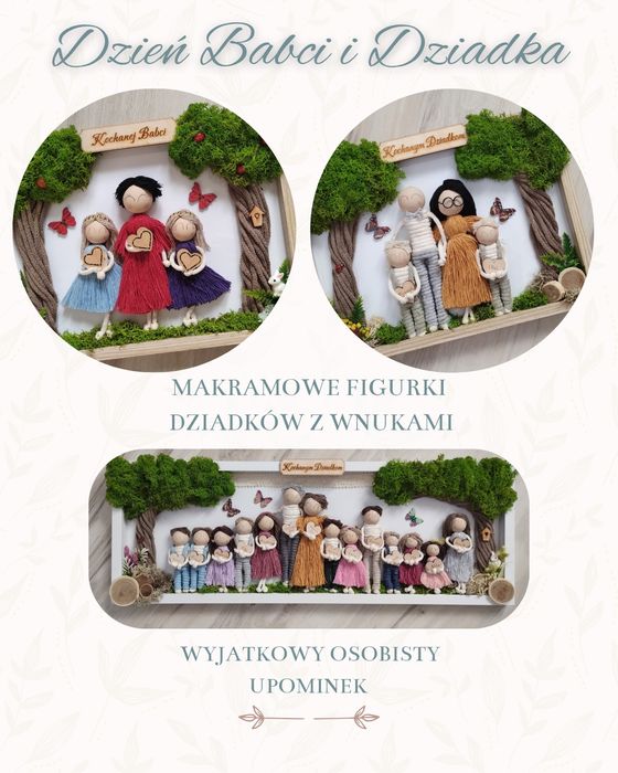 Dzień babci i dziadka, makramowy portret