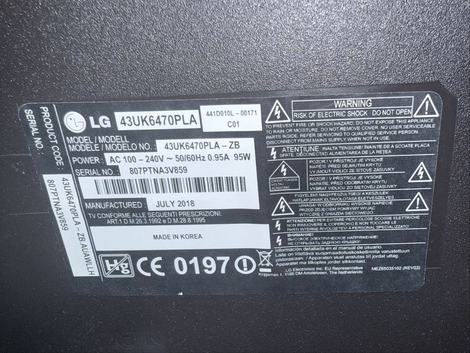 Телевізор LG smart TV 43 UK6470PLA 4K