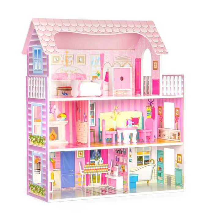 Duży drewniany domek dla lalek + meble