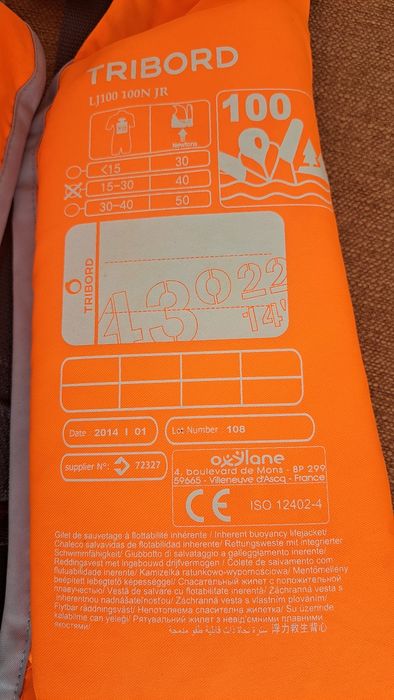 Colete salva vidas tribord criança