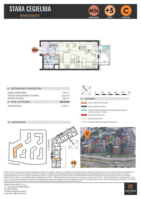 1-pokojowe mieszkanie 32m2 + balkon