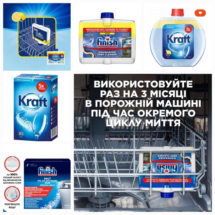 Фініш Finish для посудомийки,  побутова хімія з Європи