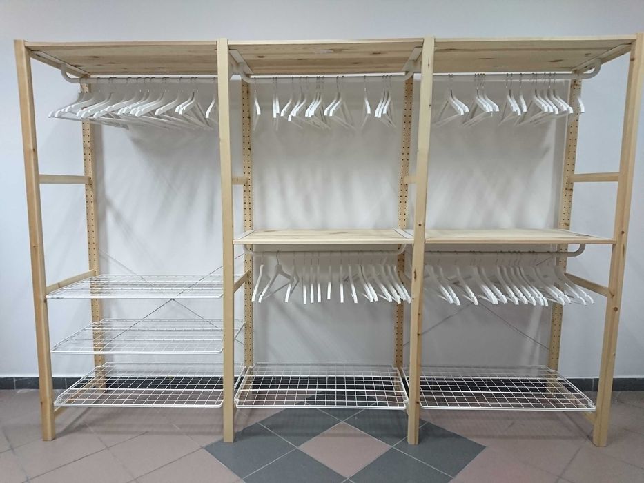 Regały 33 elementy garderoba Ikea IVAR 179 cm sosna