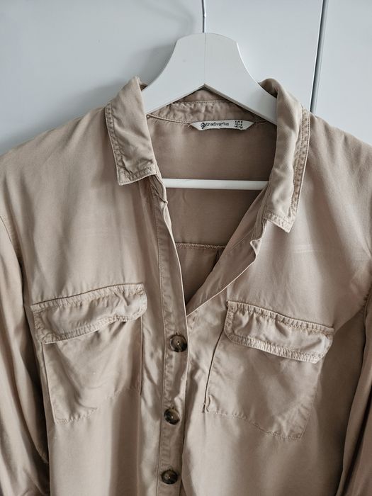 Koszula beżowa stradivarius denim basic S M