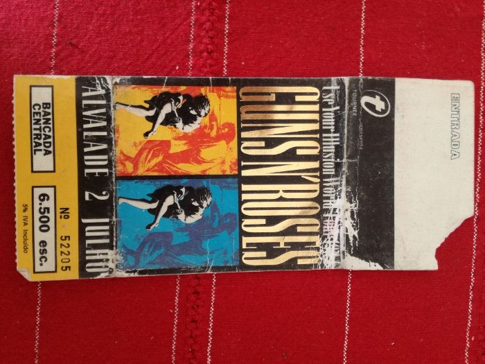 Bilhete dos Guns N`Roses de 1992