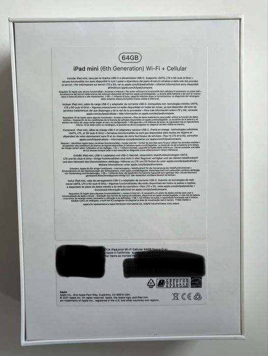 iPad Mini (6th Generation) Wifi + Cellular 64GB - NOVO/NUNCA USADO