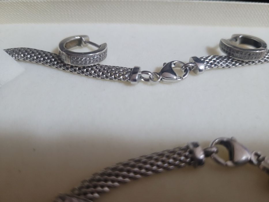 Zestaw srebrny 925 apart bransoletka kolia kolczyki