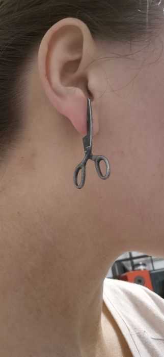 Kolczyki wkręty nożyce nożyczki unisex