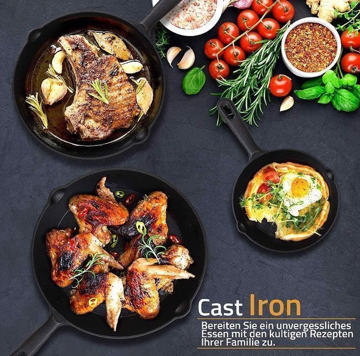 Kichly Zestaw 3 Patelni Żeliwnych 25Cm 20Cm 15Cm