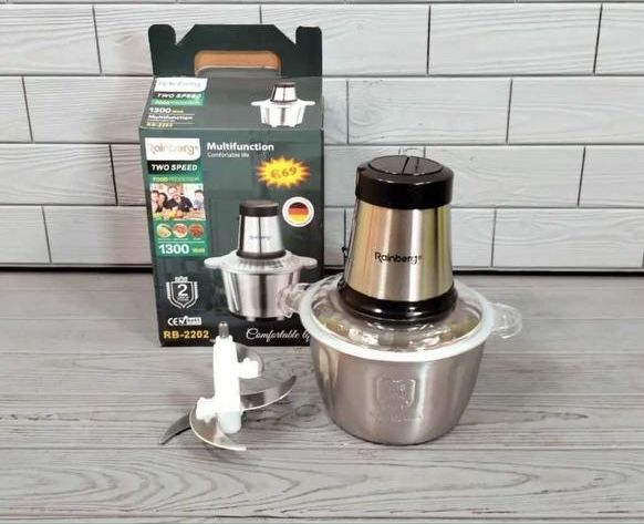 Подрібнювач блендер овочерізка Блискавка Rainberg RB-2202 1300 Вт/2л