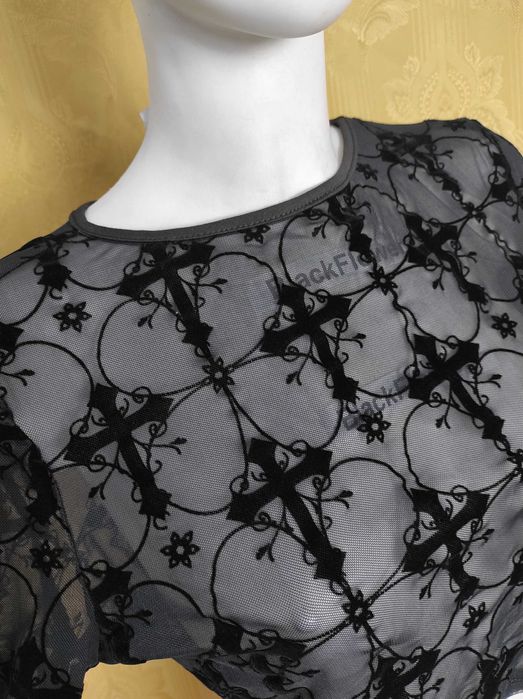 siateczkowa bluzka krzyże goth alternative lolita