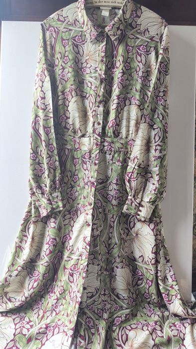H&M x Morris & Co |Zjawiskowa Sukienka Maxi | Wiskoza | Arts and Craft