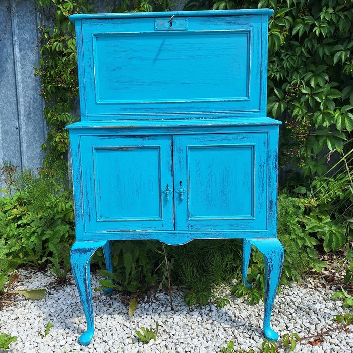KOMODA używana turkusowa drewniana  shabby  chic