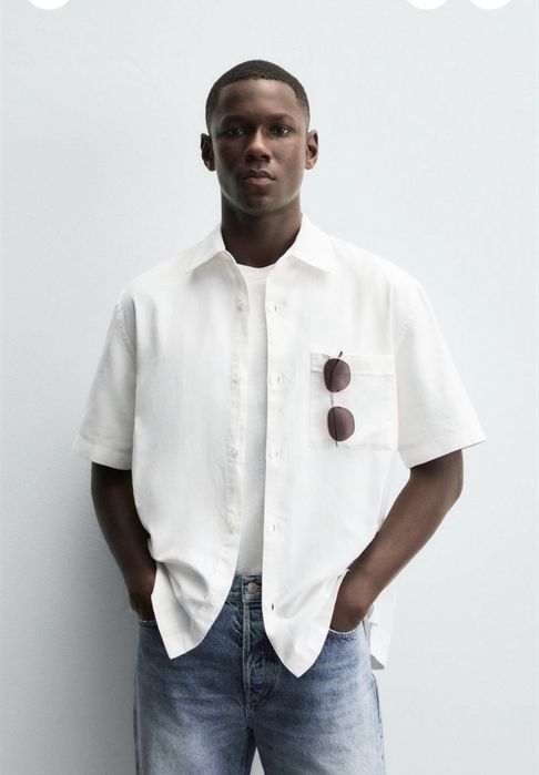 чоловічі сорочки UNIQLO льон+ бавовна в новому стані р.L