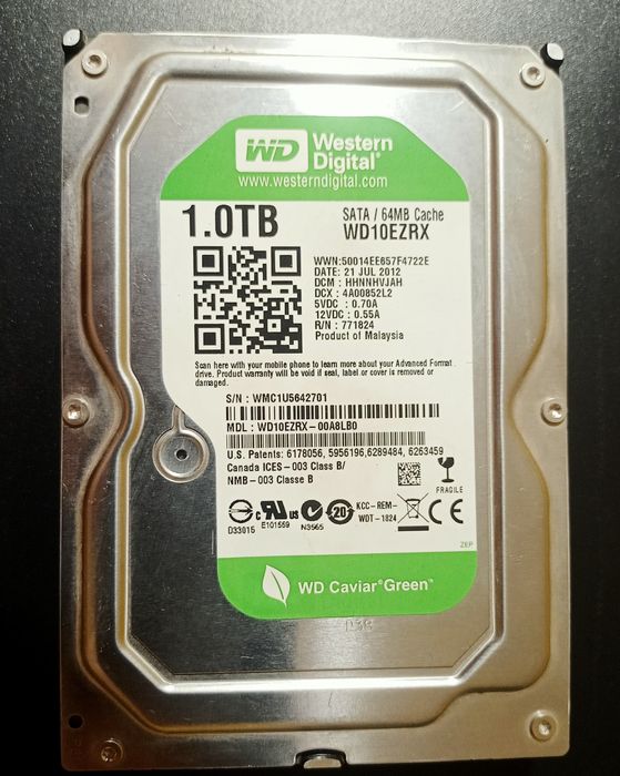 Dysk Twardy WD GREEN 1TB SATA III 5.4K 64MB 3.5'' WD10EZRX