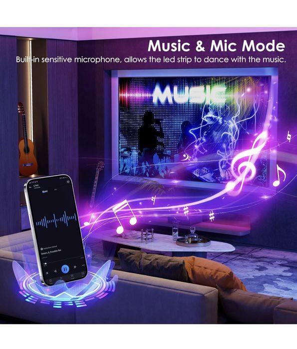 Kit Leds 20 metros RGB APP e comando
