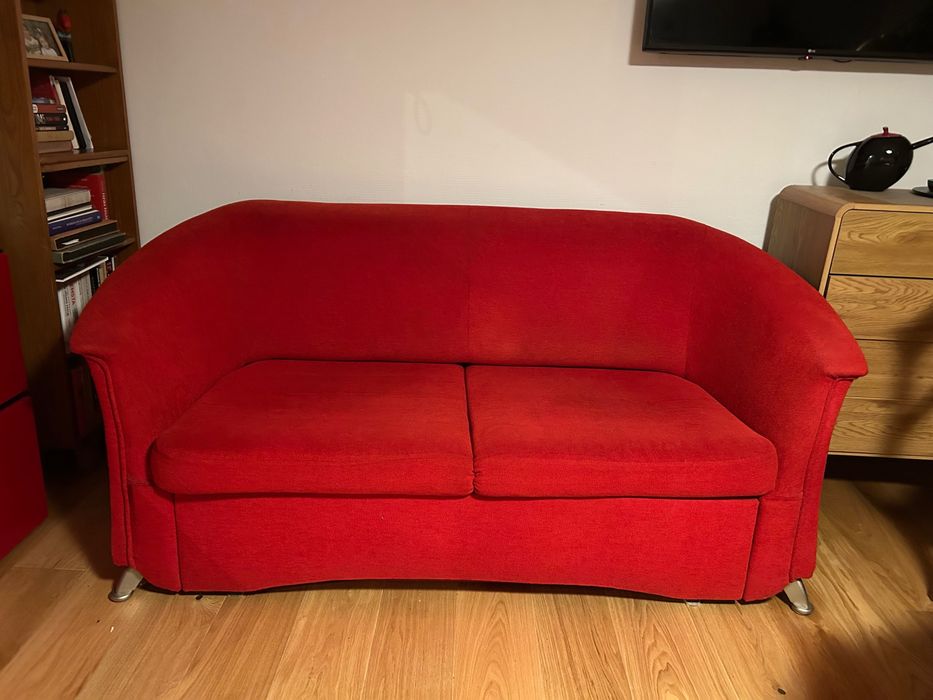 Kanapa sofa rozkładana mała czerwona okazja